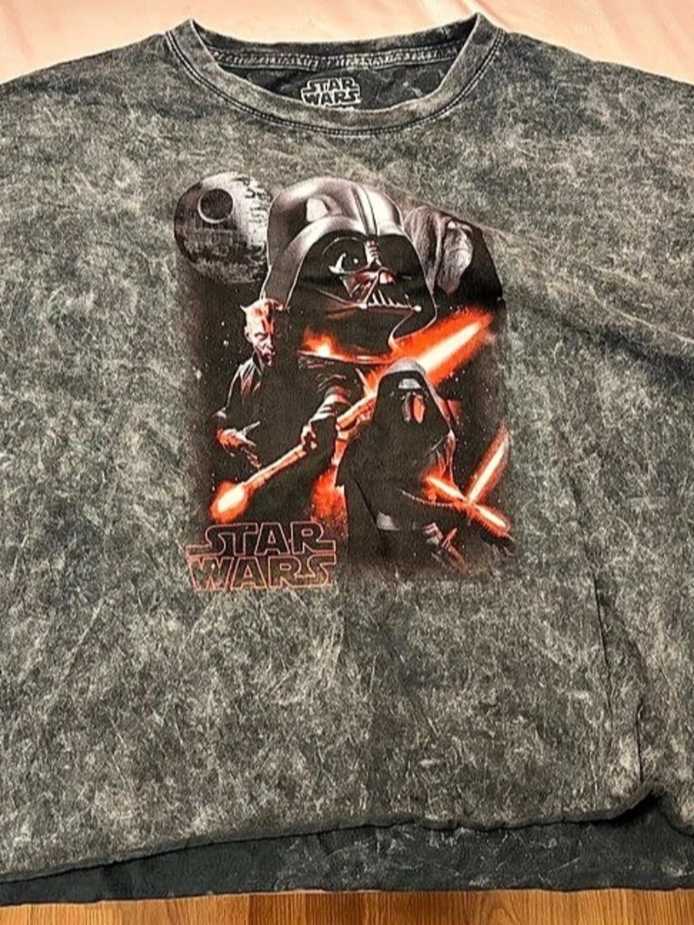 Star Wars Dark Side Mineral Wash T-Shirt for Adults Black. Cropped